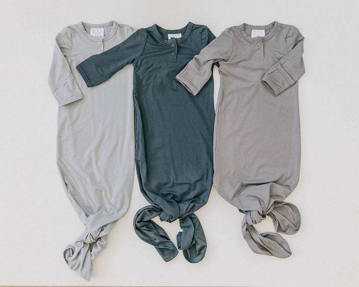 Mebie Baby Stone Bamboo Knot Gown For Newborns 0 To 3 Months Soft Rayon - 