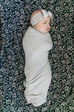 Mebie Baby Stone Bamboo Swaddle Hat And Head Wrap Set For Newborns 0 To 3 Months Unisex - 