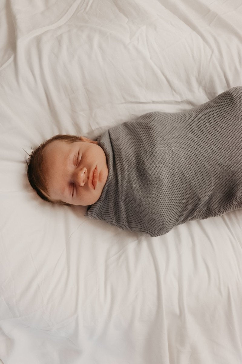 Stone Ribbed Stretch Swaddle Blanket For Newborns Little Mae - Everetts Place Boutique - 