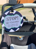 Three Little Tots Stop No Touching Boy Car Seat Sign Tag - 