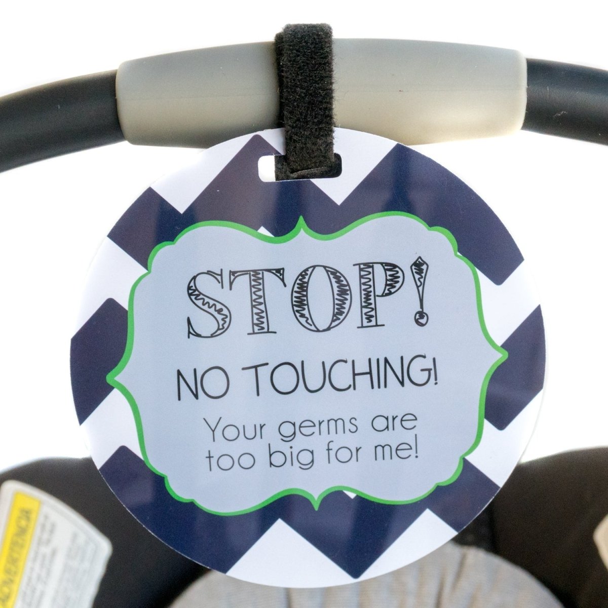 Three Little Tots Stop No Touching Boy Car Seat Sign Tag - 