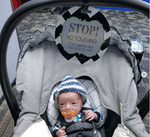 Three Little Tots Stop No Touching Boy Car Seat Sign Tag - 