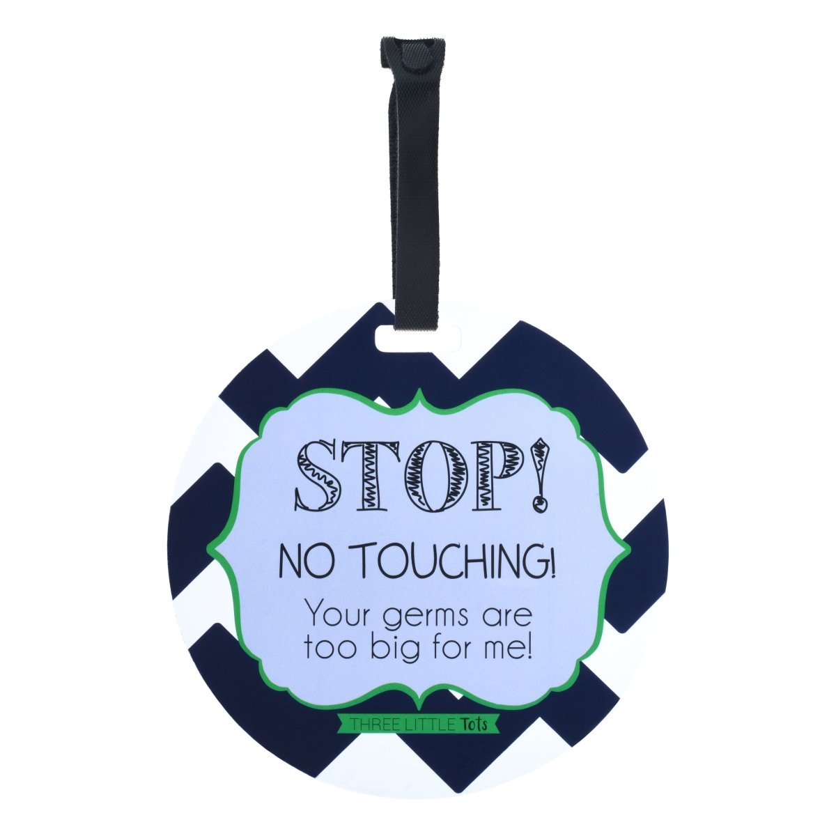 Three Little Tots Stop No Touching Boy Car Seat Sign Tag - 