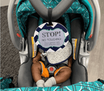 Three Little Tots Stop No Touching Boy Car Seat Sign Tag - 