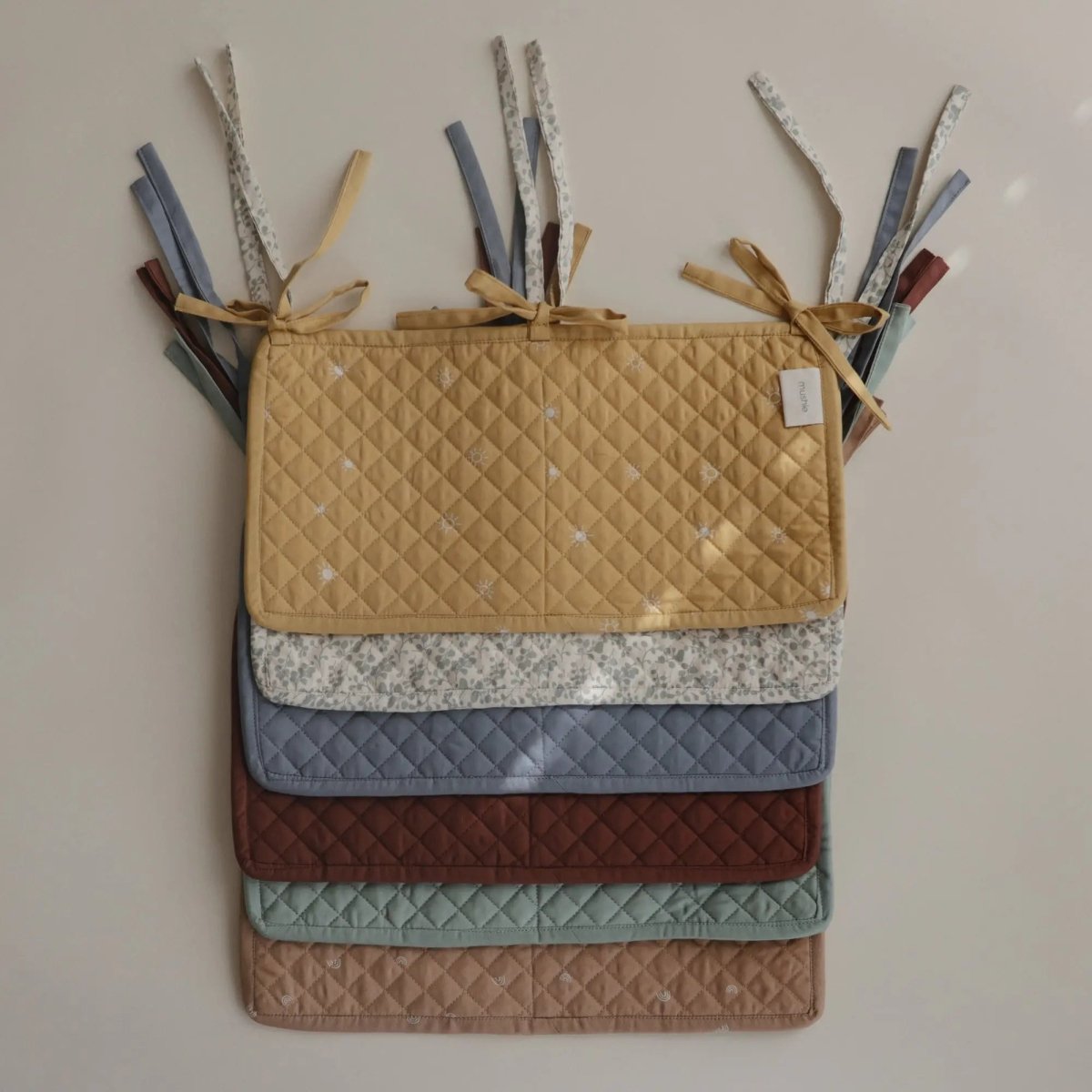 Mushie Storage Pocket for Baby Essentials with Adjustable Ribbon Ties - Everetts Place Boutique - 