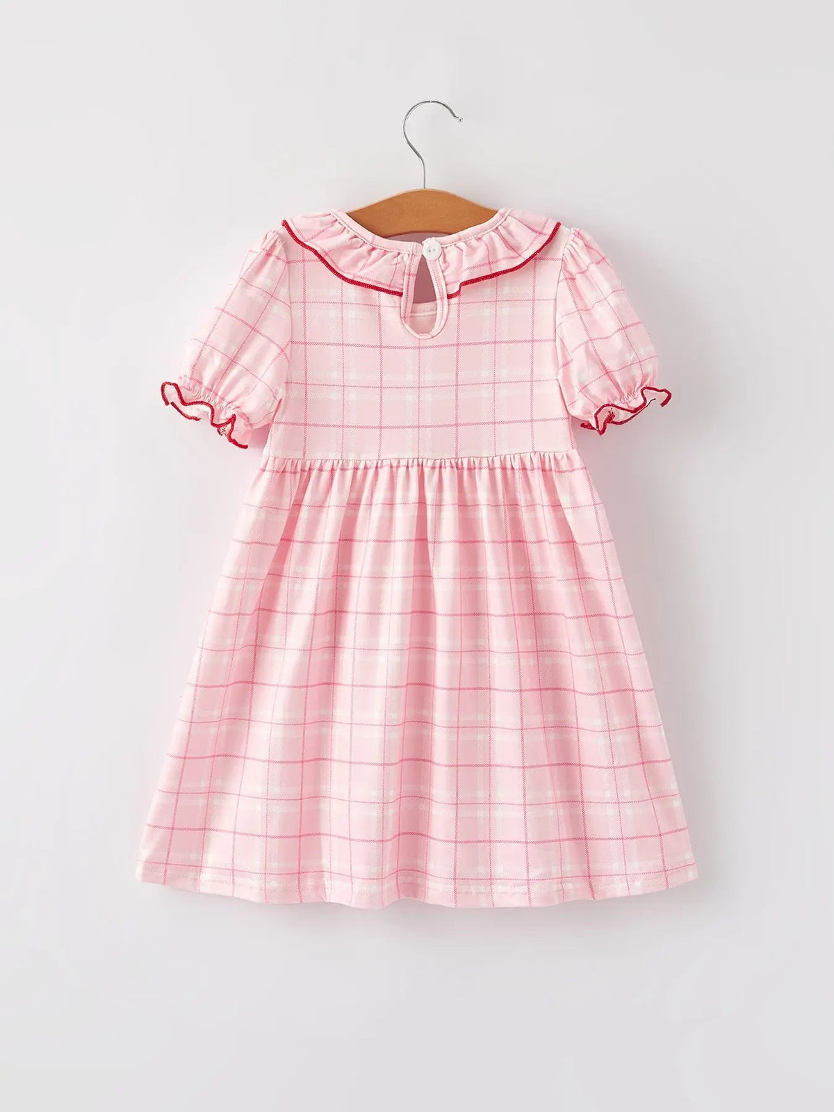 Rylee Faith Designs Strawberry Applique Girls Pink Plaid Dress - 