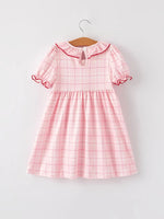 Rylee Faith Designs Strawberry Applique Girls Pink Plaid Dress - 