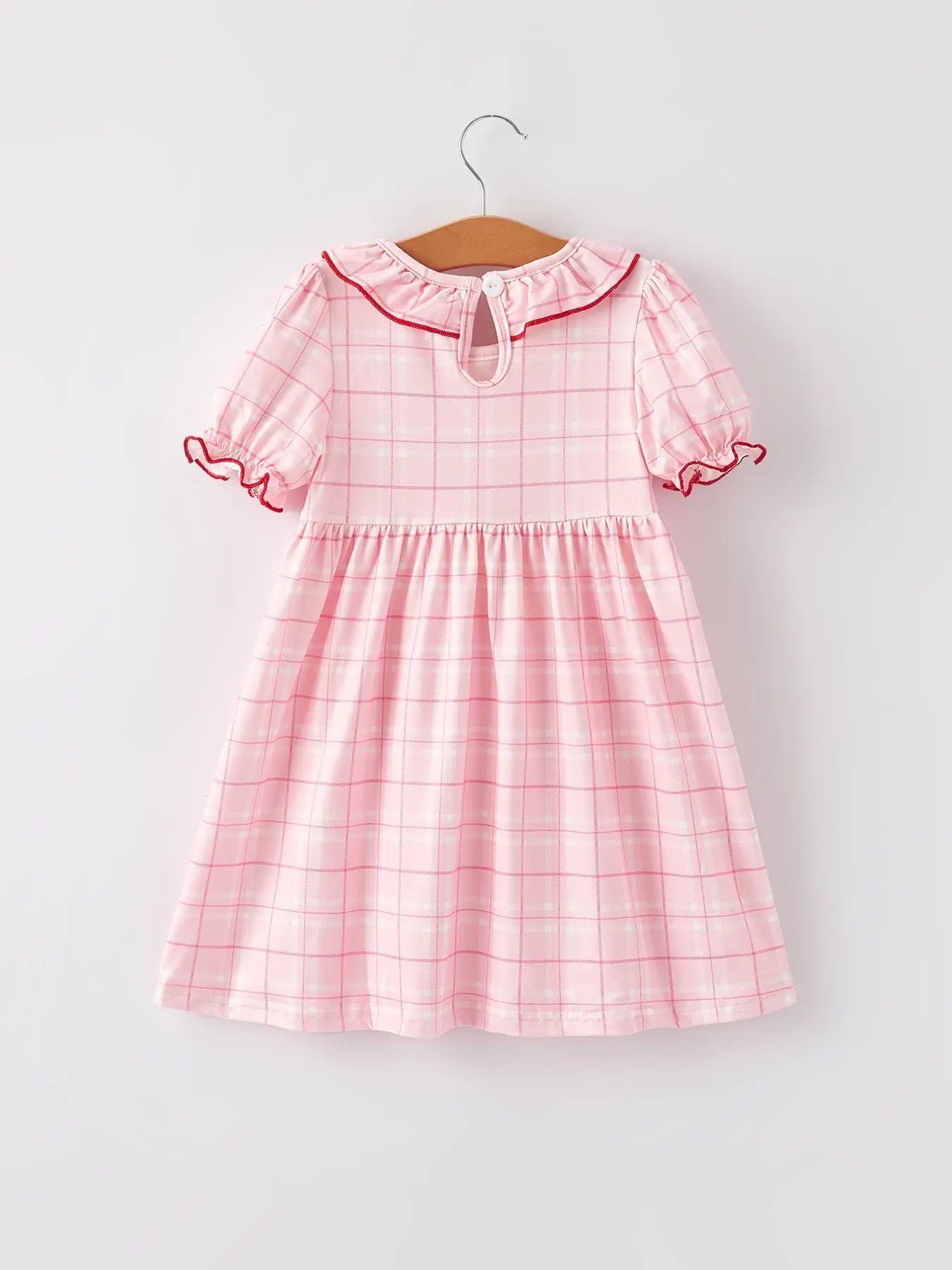 Rylee Faith Designs Strawberry Applique Girls Pink Plaid Dress - 