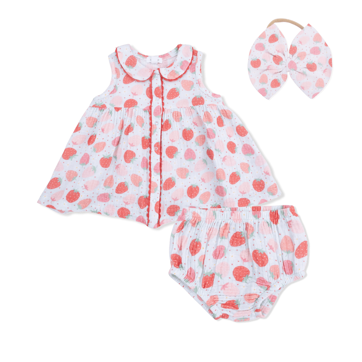 Angel Dear Strawberry Bliss - Jill Dress with Bloomer & Bow on Headband Set - 