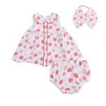 Angel Dear Strawberry Bliss - Jill Dress with Bloomer & Bow on Headband Set - 