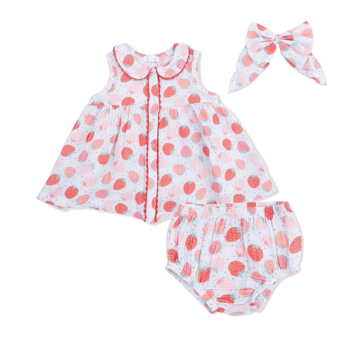 Angel Dear Strawberry Bliss - Jill Dress with Bloomer & Large Bow - 