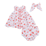 Angel Dear Strawberry Bliss - Jill Dress with Bloomer & Large Bow - 