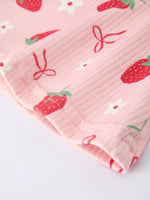 Rylee Faith Designs Strawberry Bow Girls Ruffle Top and Bell Bottoms Set - 