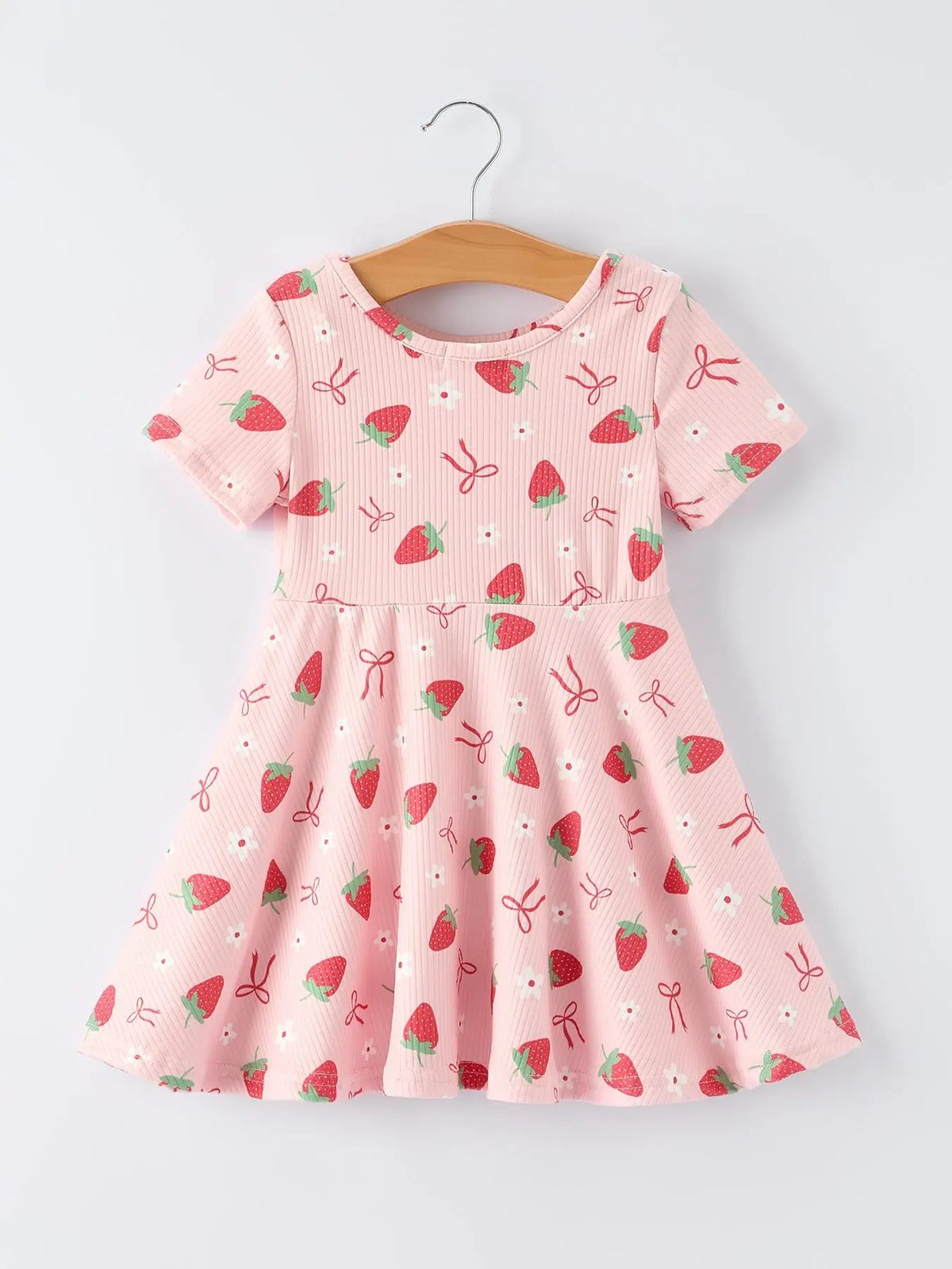 Rylee Faith Designs Strawberry Bow Girls Short Sleeves Dress - 