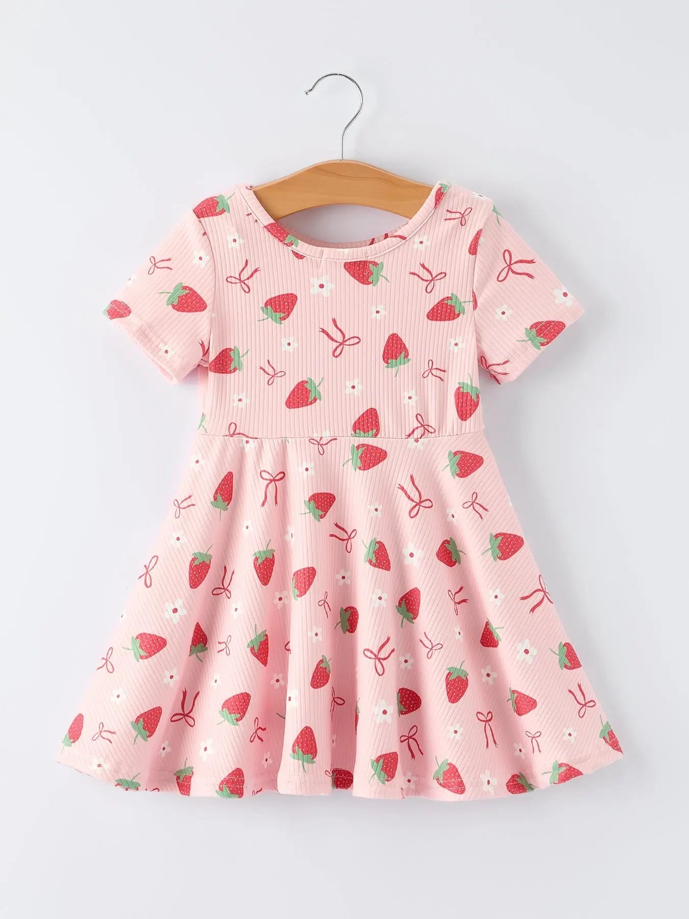 Rylee Faith Designs Strawberry Bow Girls Short Sleeves Dress - 