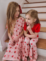 Rylee Faith Designs Strawberry Bow Girls Short Sleeves Dress - 