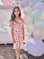 Rylee Faith Designs Strawberry Bow Girls Short Sleeves Dress - 