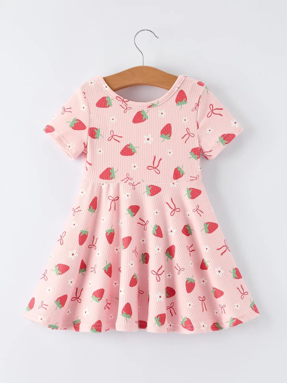 Rylee Faith Designs Strawberry Bow Girls Short Sleeves Dress - 