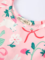 Rylee Faith Designs Strawberry Bunny Bow Print Girls' Dress - 