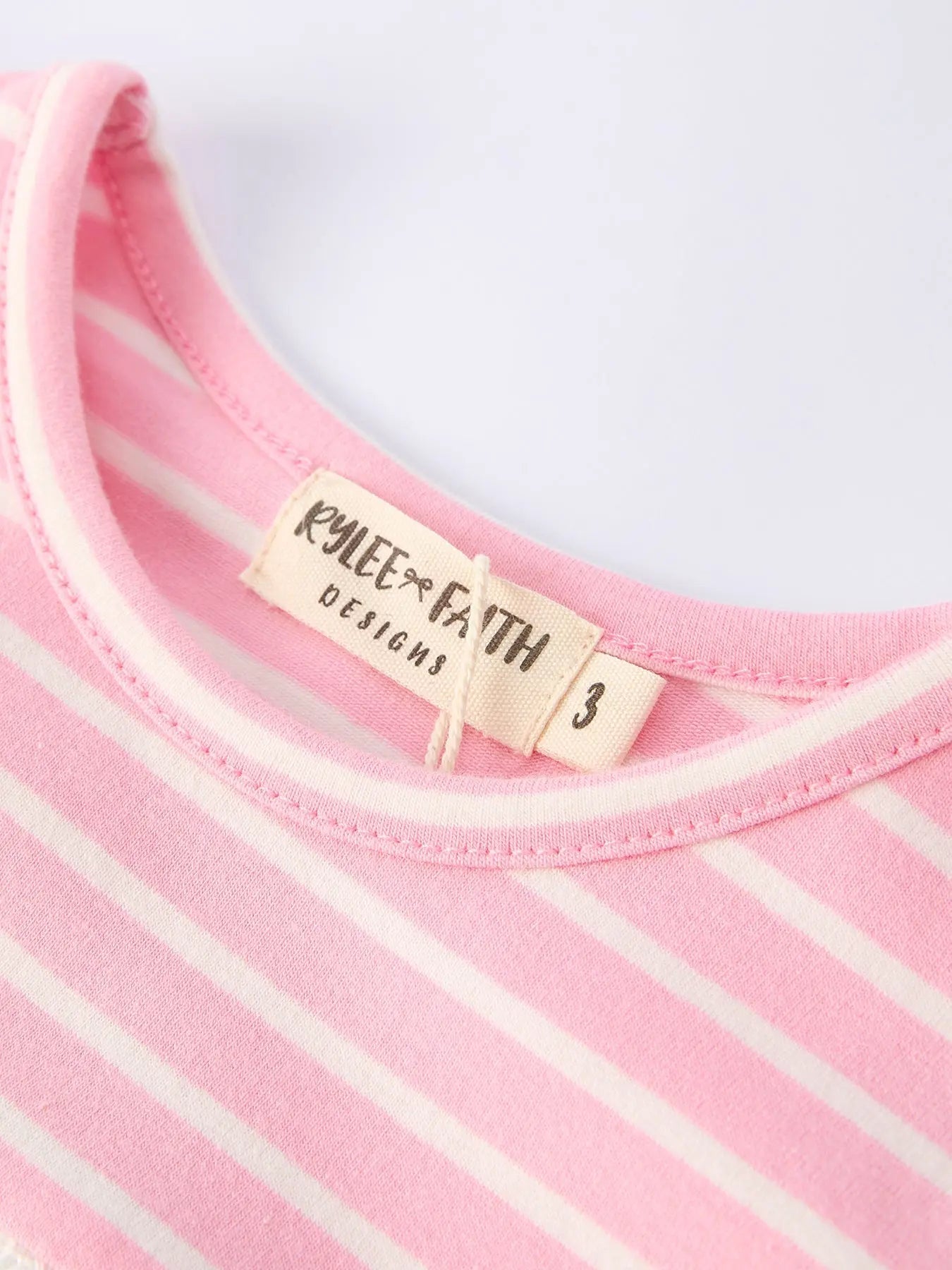 Rylee Faith Designs Strawberry Embroidery Pink Stripe Girl Smocked Dress - 