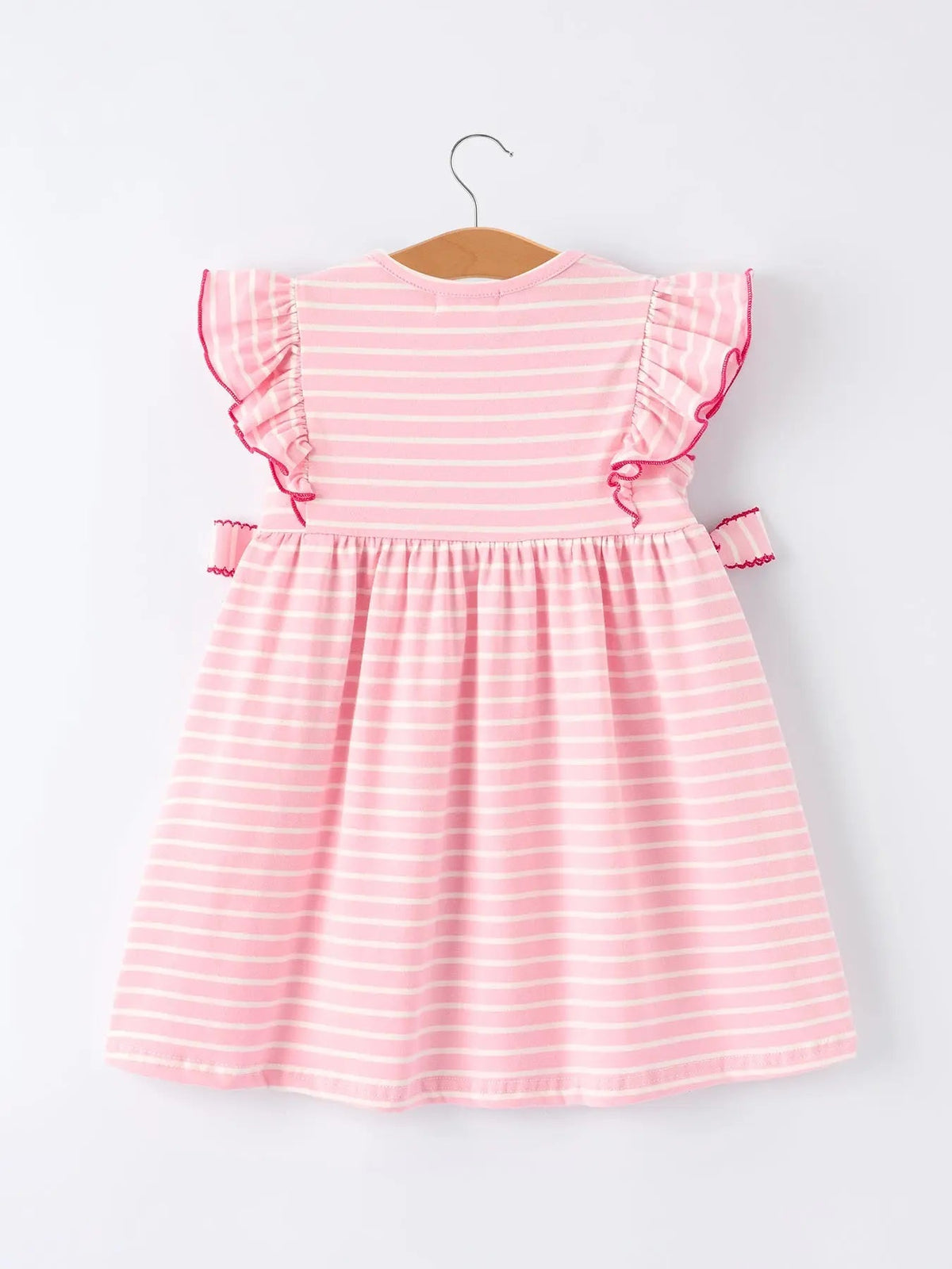 Rylee Faith Designs Strawberry Embroidery Pink Stripe Girl Smocked Dress - 