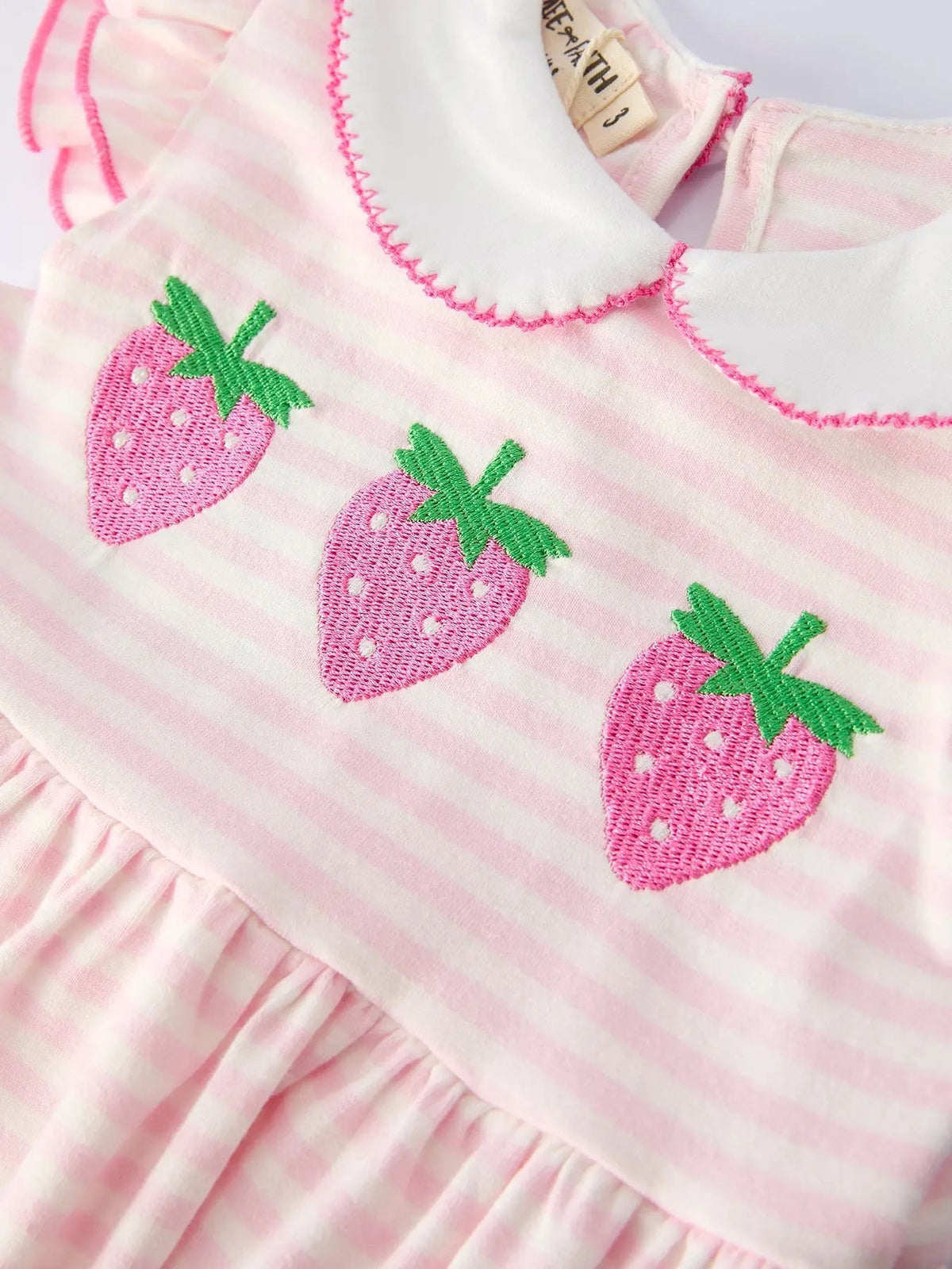Rylee Faith Designs Strawberry Girl Dress Ruffle Peter Pan Collar - 