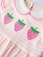 Rylee Faith Designs Strawberry Girl Dress Ruffle Peter Pan Collar - 