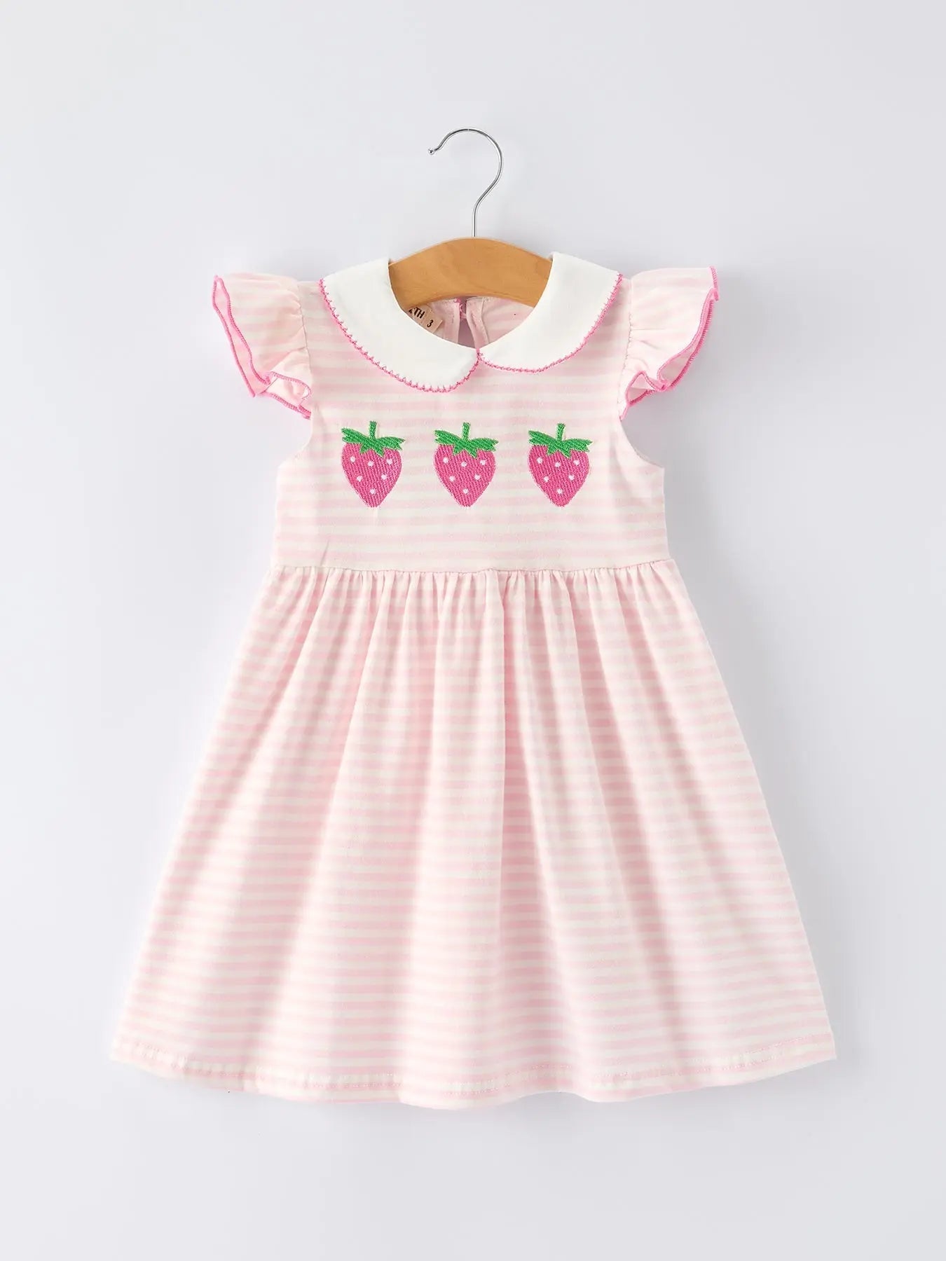 Rylee Faith Designs Strawberry Girl Dress Ruffle Peter Pan Collar - 