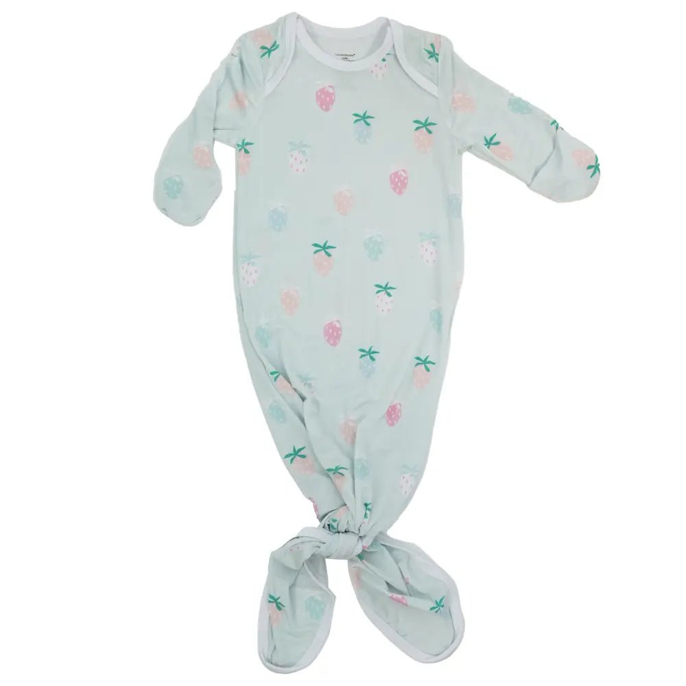 Goosewaddle® | Newborn Baby Blankets Toys Teethers Bibs & More Strawberry Print Knotted Gown for Newborns with Comfort