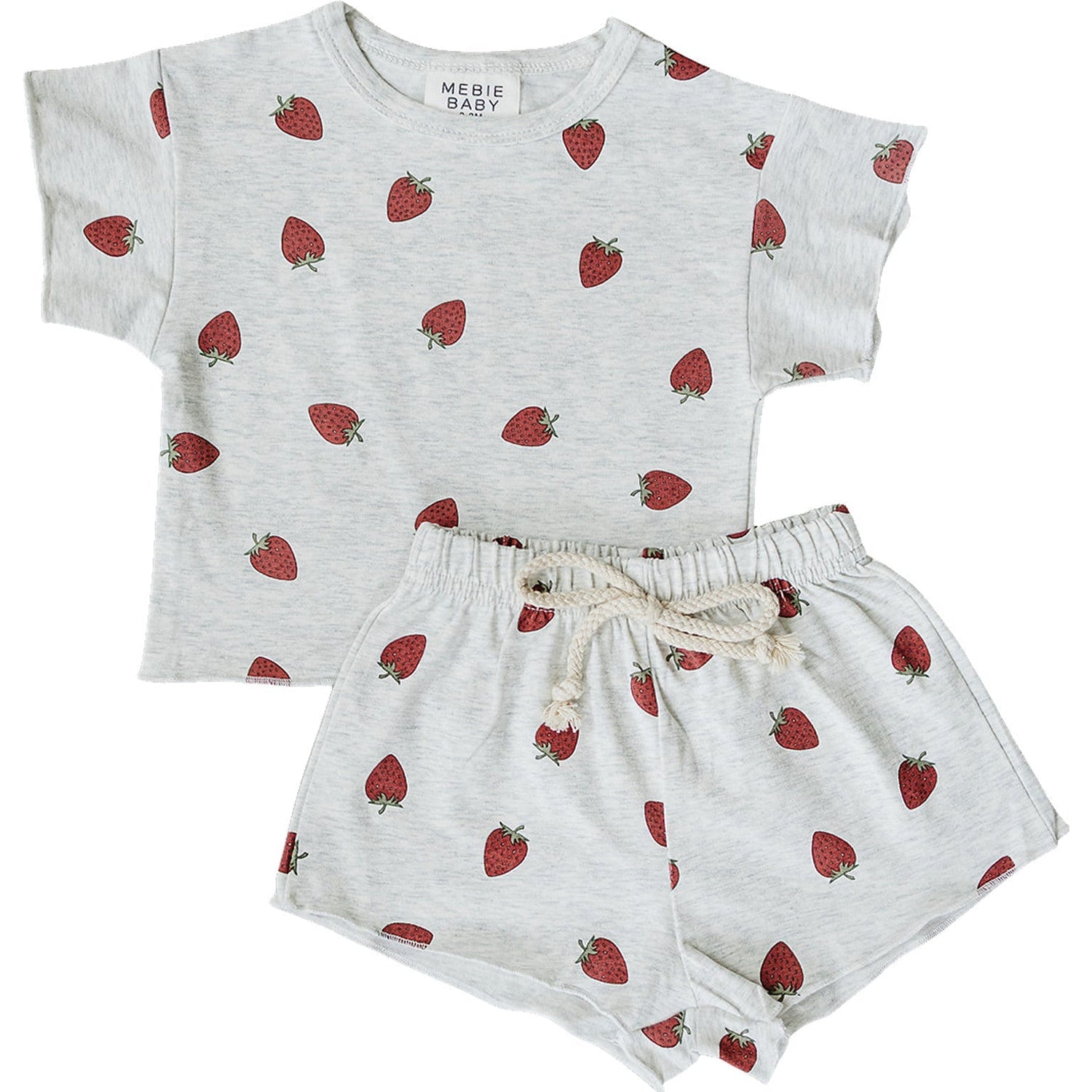 Strawberry Short Set - Baby & Toddler Clothing, White, Pink, Phoenicopterus, Nightwear | Everetts Place