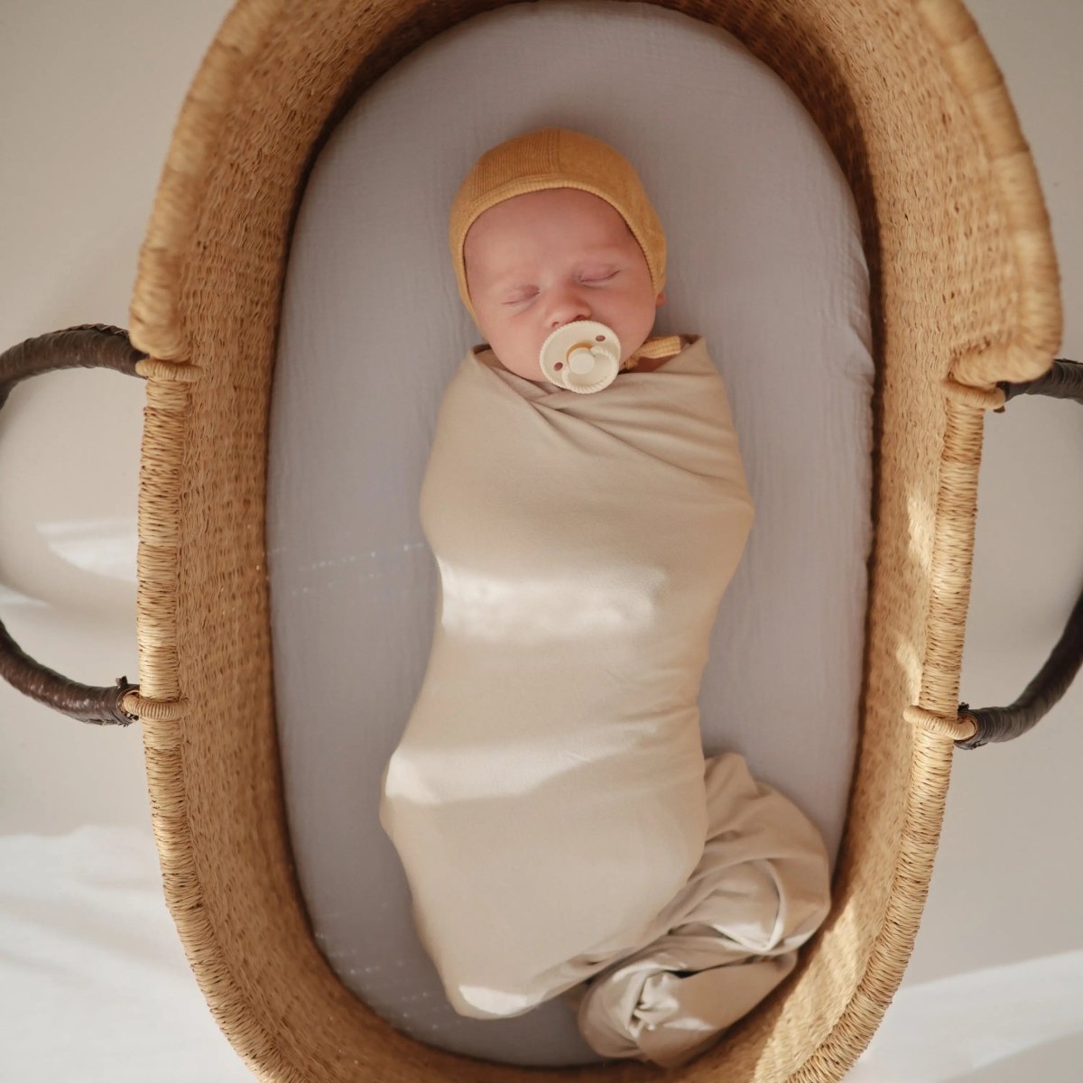 Mushie Stretchy Baby Swaddle Blanket Soft Breathable Comfort Wrap - Everetts Place Boutique - 