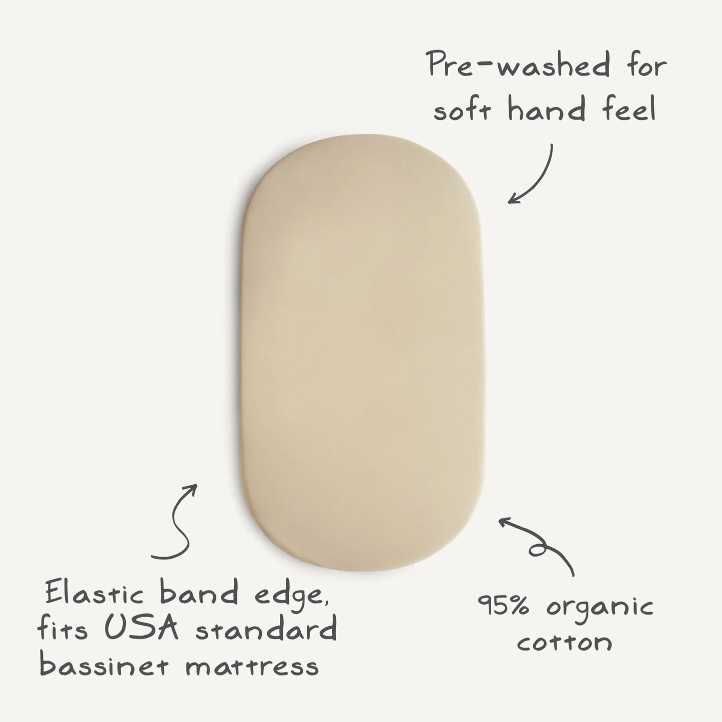 Stretchy Organic Cotton Bassinet Sheet for Babies with Fully Elastic Edges Mushie