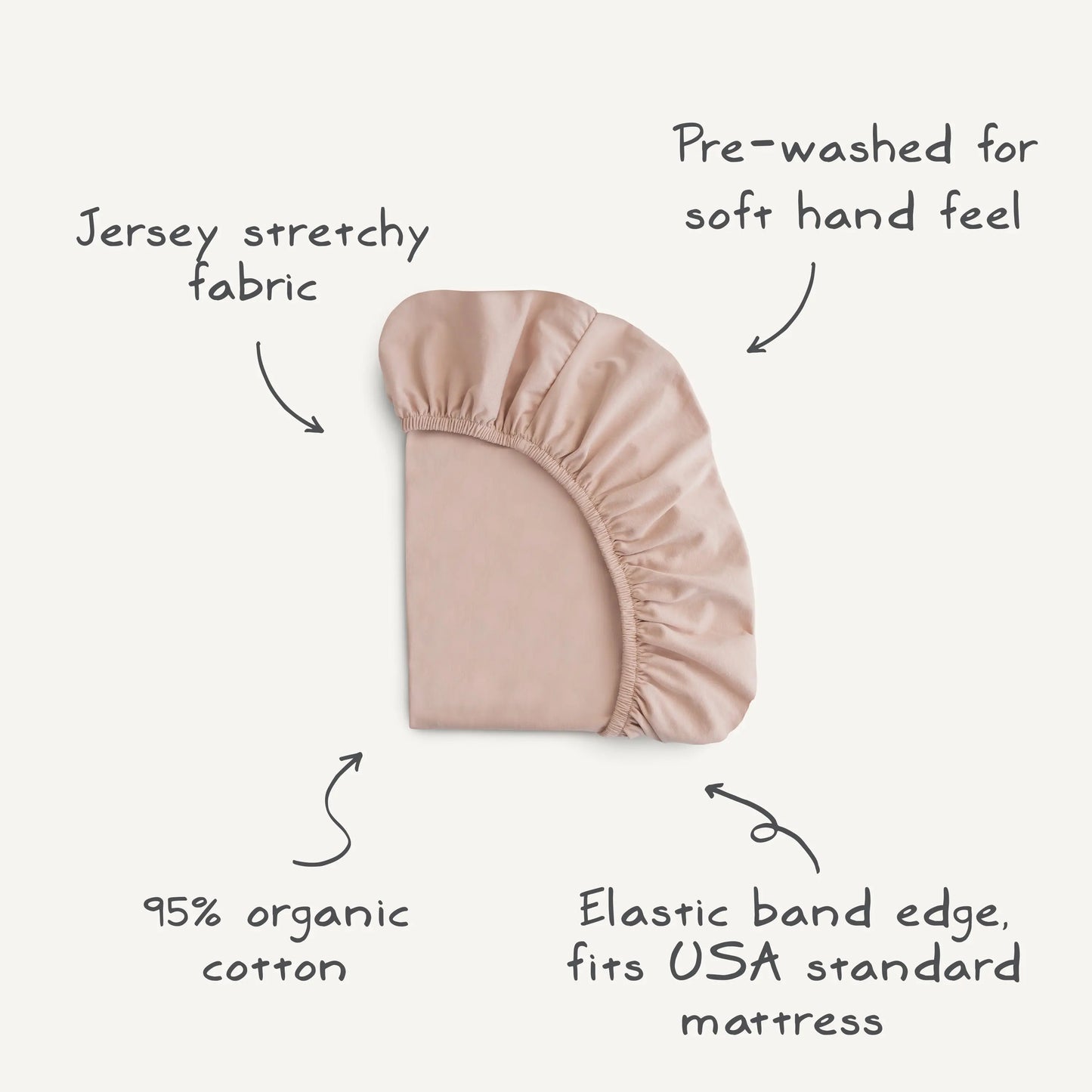 Stretchy Organic Cotton Crib Sheet Soft Breathable Pre-Washed with Elastic Edges Mushie