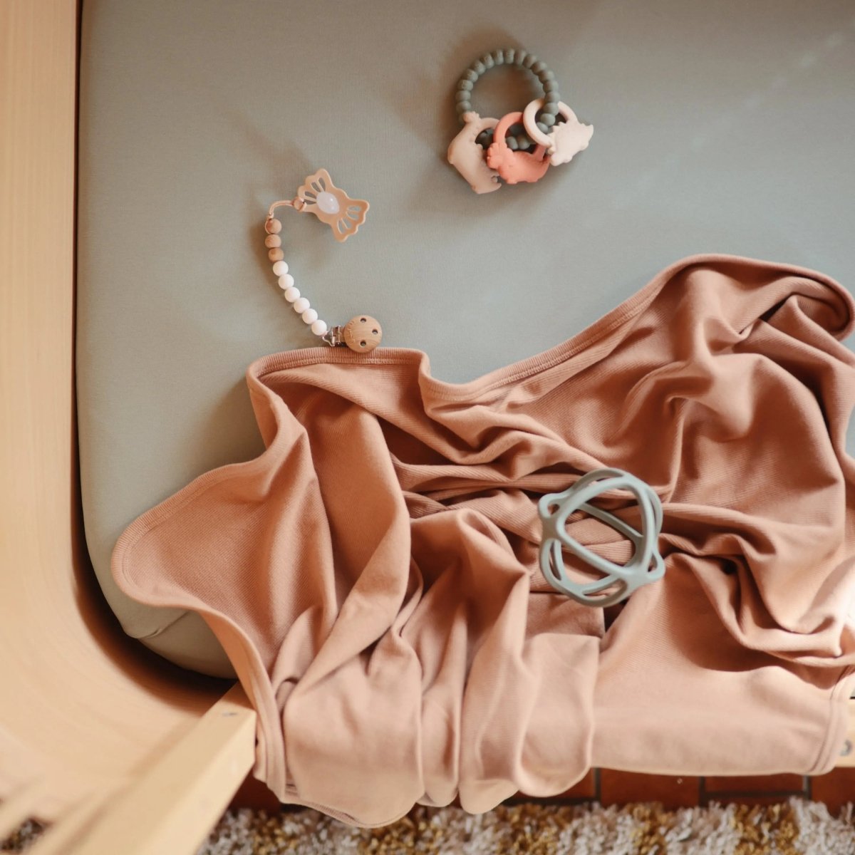 Mushie Stretchy Mini Crib Sheet Made with Organic Cotton Soft and Breathable Perfect Fit - 