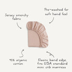 Mushie Stretchy Mini Crib Sheet Made with Organic Cotton Soft and Breathable Perfect Fit - 