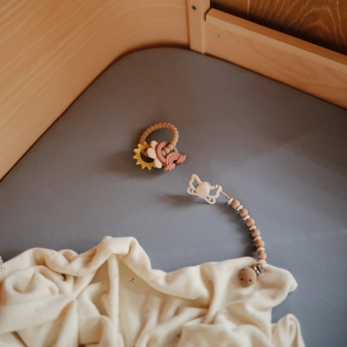 Mushie Stretchy Mini Crib Sheet Made with Organic Cotton Soft and Breathable Perfect Fit - 