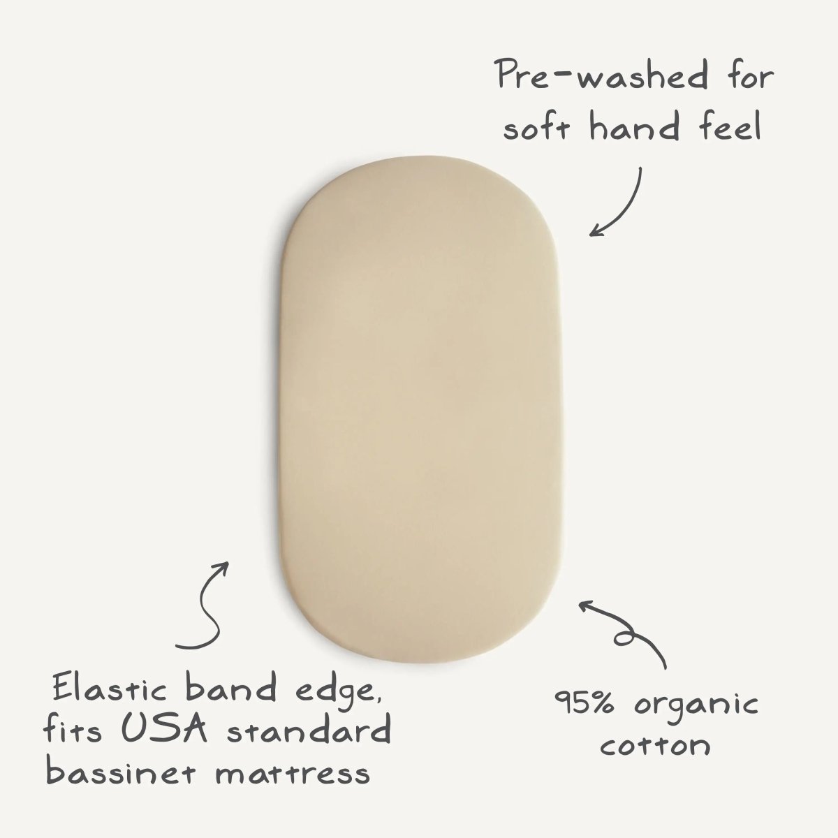 Mushie Stretchy Organic Cotton Bassinet Sheet for Babies with Fully Elastic Edges - 