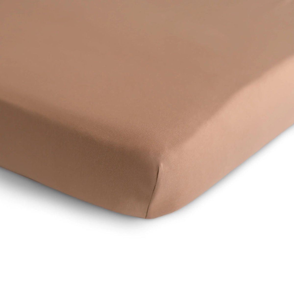 Mushie Stretchy Organic Cotton Crib Sheet Soft Breathable Pre - Washed with Elastic Edges - 