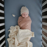 Mushie Stretchy Organic Cotton Crib Sheet Soft Breathable Pre - Washed with Elastic Edges - 