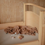 Mushie Stretchy Organic Cotton Crib Sheet Soft Breathable Pre - Washed with Elastic Edges - 