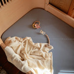 Mushie Stretchy Organic Cotton Crib Sheet Soft Breathable Pre - Washed with Elastic Edges - 