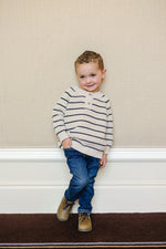 Mebie Baby Stripe Button Knit Sweater - 