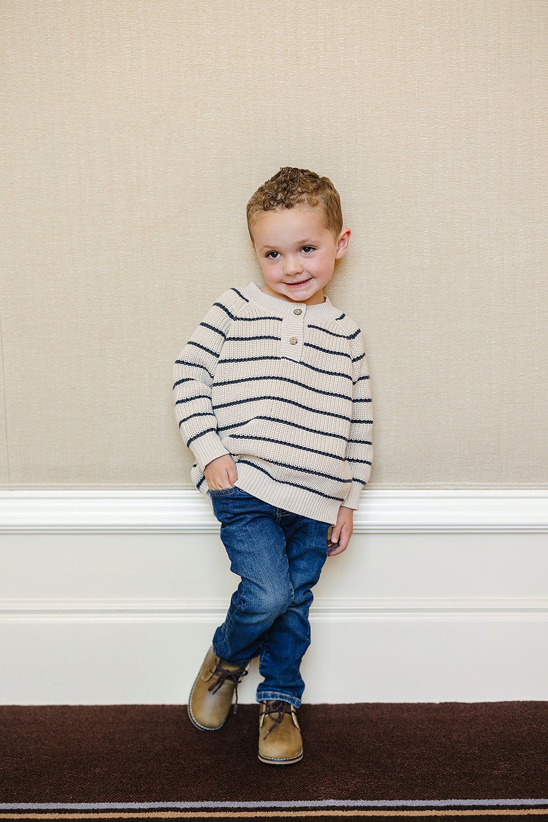 Mebie Baby Stripe Button Knit Sweater - 