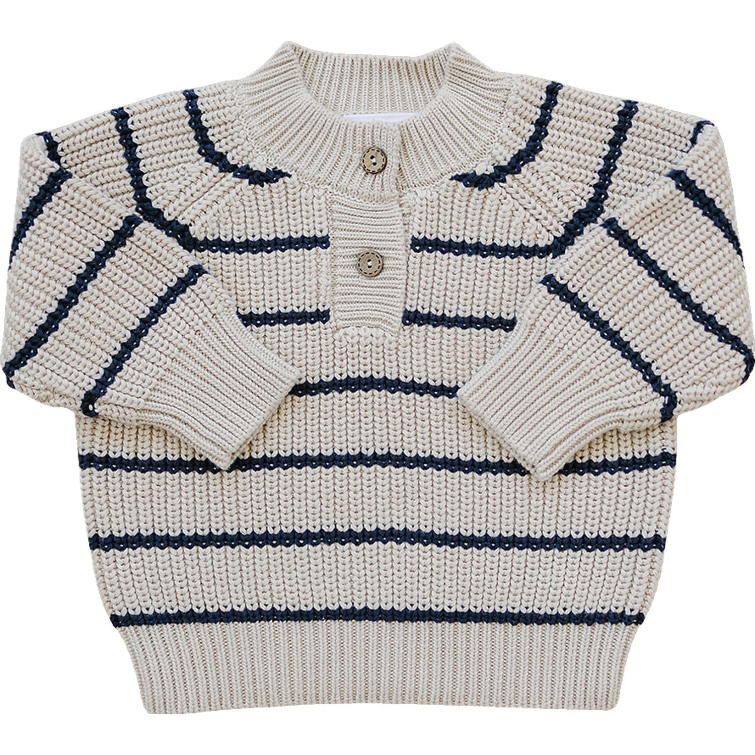 Stripe Button Knit Sweater - Sleeve, Textile, Baby & Toddler Clothing, Woolen, Wool | Everetts Place