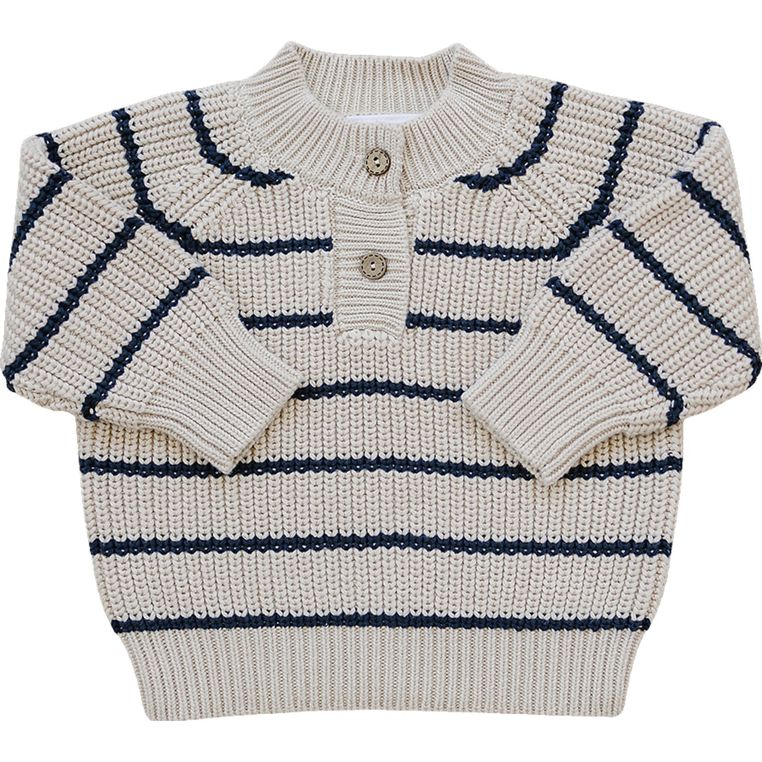 Stripe Button Knit Sweater - Sleeve, Textile, Baby & Toddler Clothing, Woolen, Wool | Everetts Place