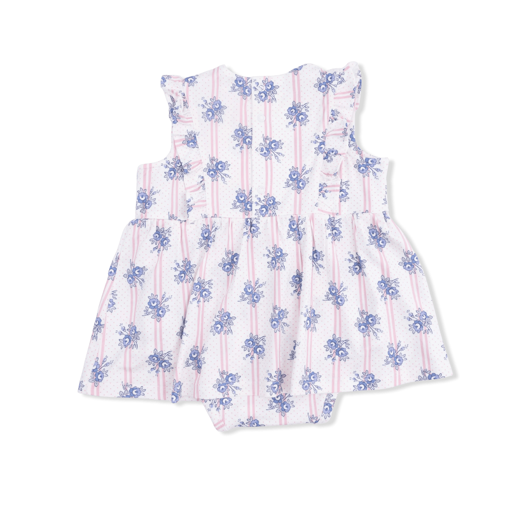 Angel Dear Stripe Dot Roses - Ruffle Bodysuit Dress - 