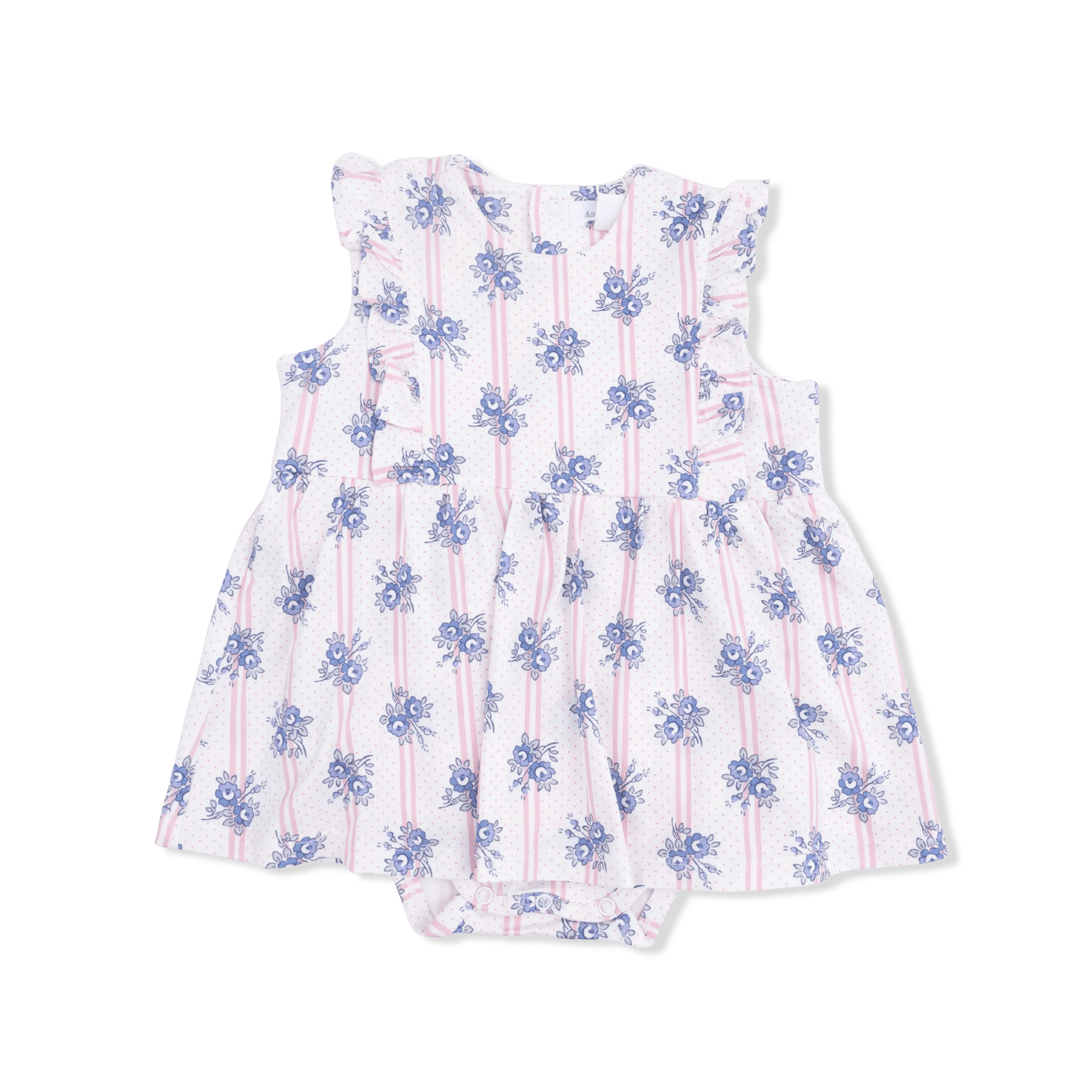 Angel Dear Stripe Dot Roses - Ruffle Bodysuit Dress - 