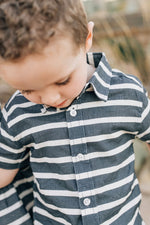 Mebie Baby Stripe Linen Button Up Shirt - 