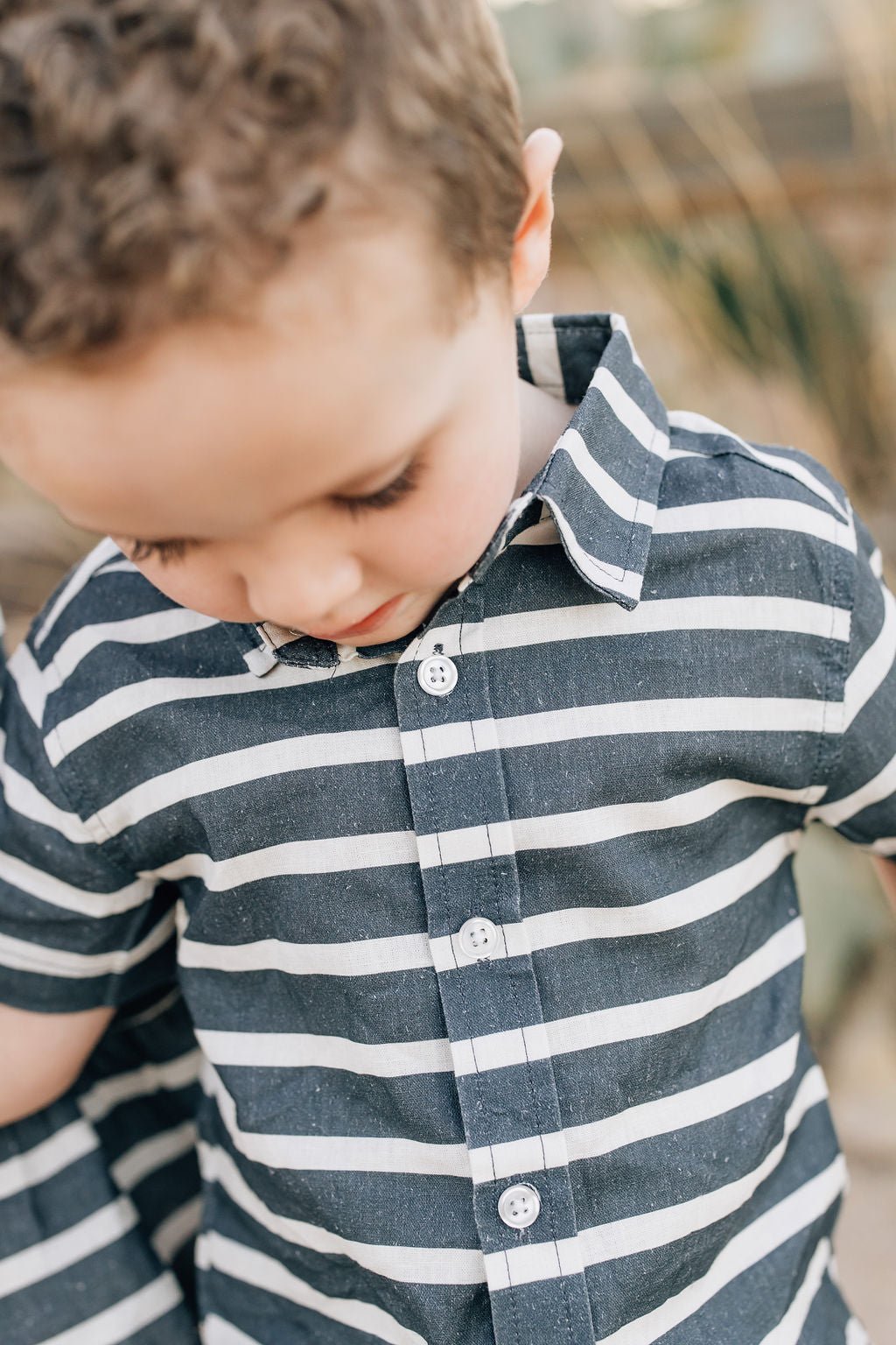 Mebie Baby Stripe Linen Button Up Shirt - 