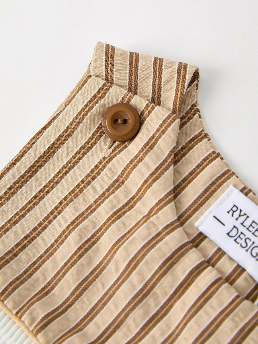 Rylee Faith Designs Stripe Smocked Church Christ Bishop Christening Toddler Boys Romper - Everetts Place Boutique - 